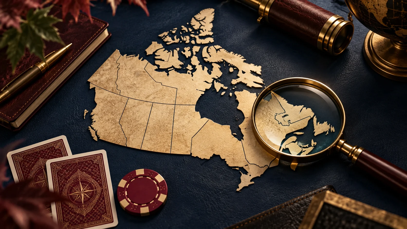 Original editorial illustration for Online casino rules by Canadian province and territory